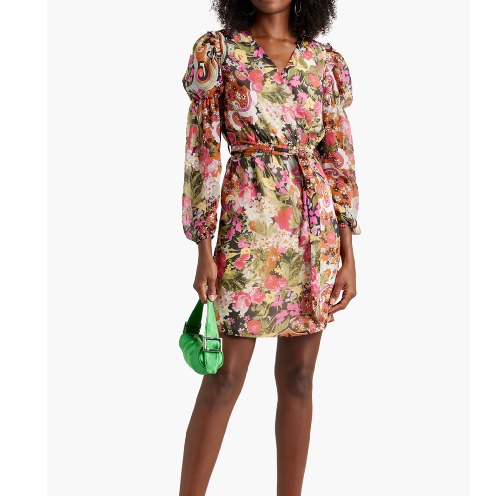 NWOT Walter Baker Feminine Multi Color Floral Chiffon Mini Dress - Size Small